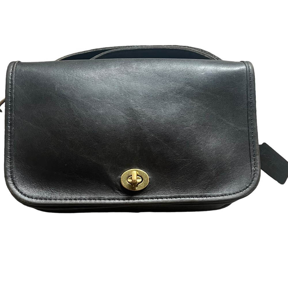 Vintage Coach Pocket Bag Black Leather Crossbody Purse #9755 Penny
